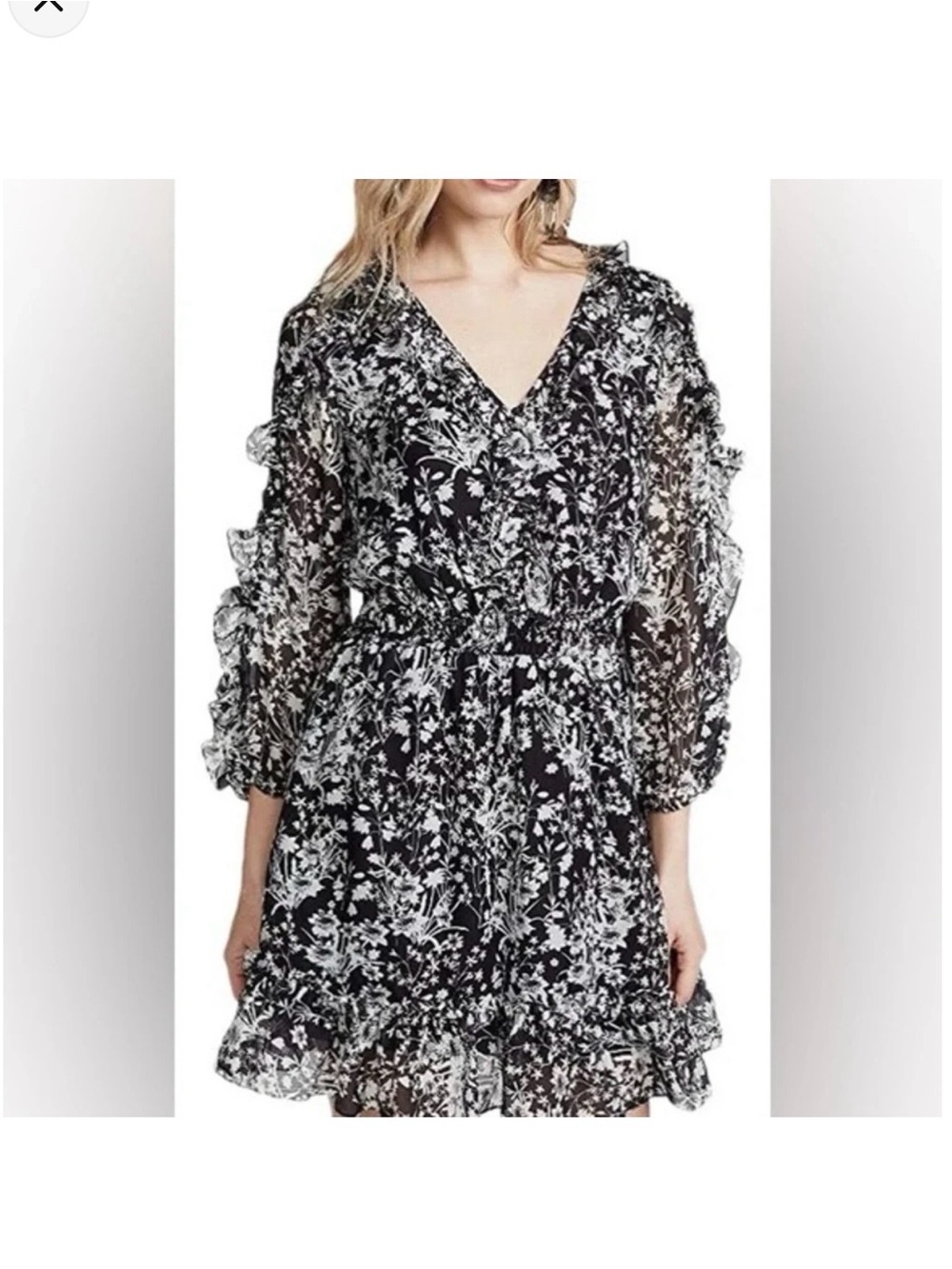 Shoshanna Praiano Floral Ruffle Silk Mini Dress Size 4